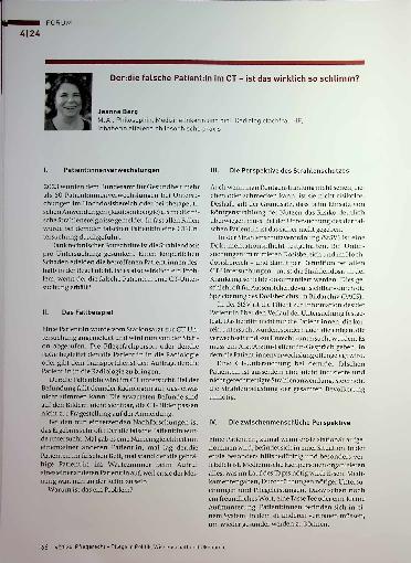 Vorschauseite 1: Der falsche Patient: in im CT - ist das wirklich so schlimm?