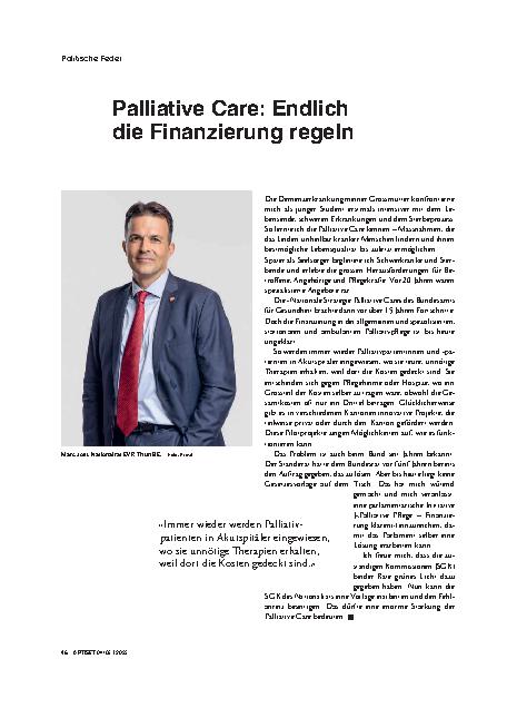 Vorschauseite 1: Palliative Care: Endlich die Finanzierung regeln