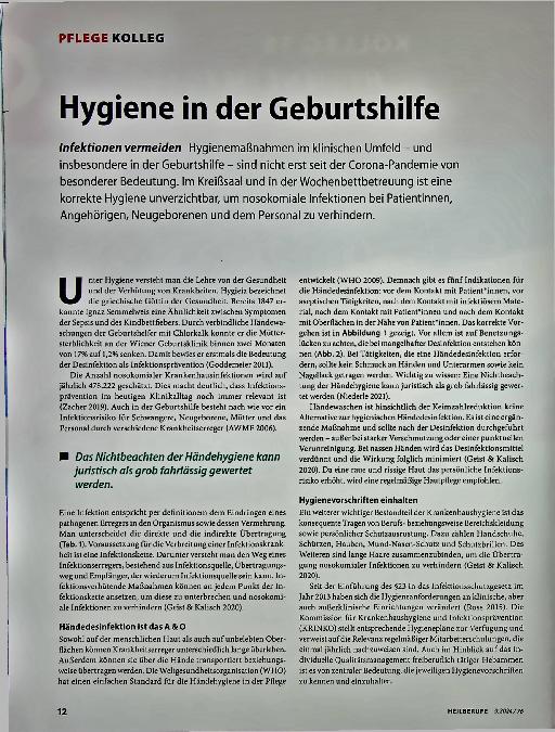 Vorschauseite 1: Hygiene in der Geburtshilfe