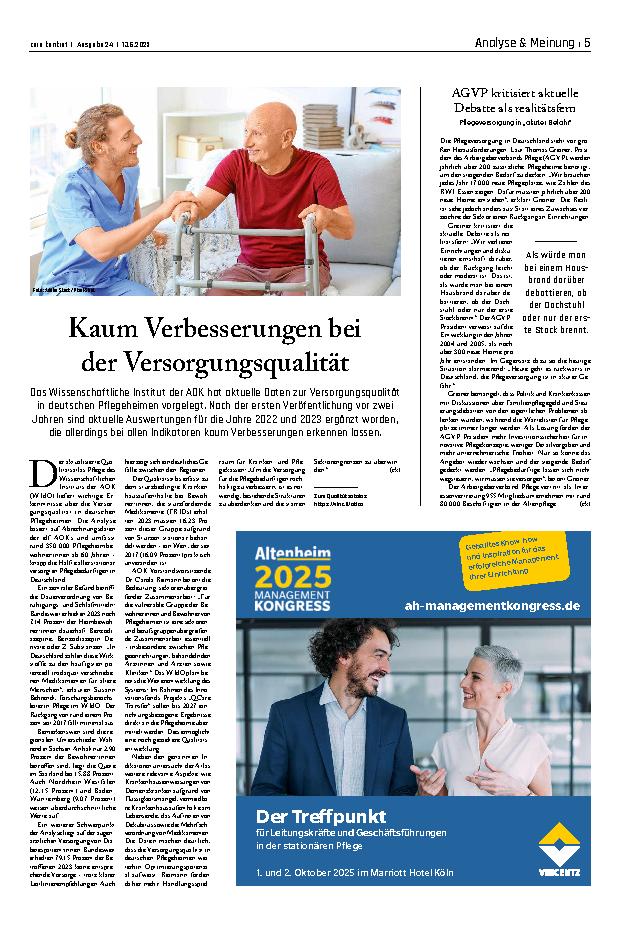 Vorschauseite 1: Kaum Verbesserungen bei der Versorgungsqualität