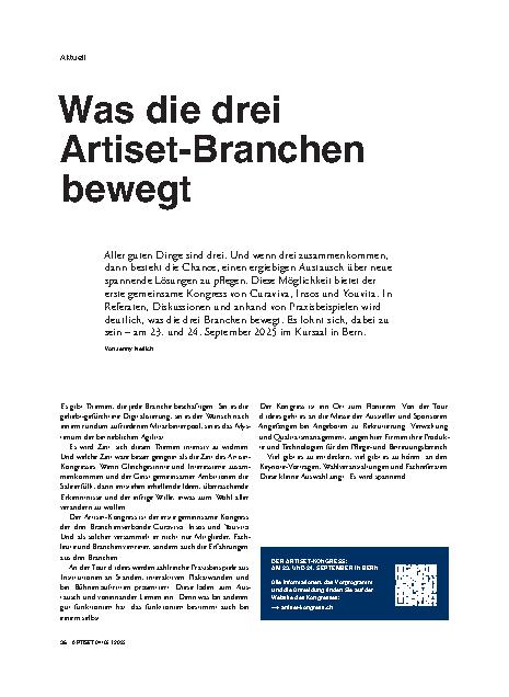 Vorschauseite 1: Was die drei Artiset-Branchen bewegt
