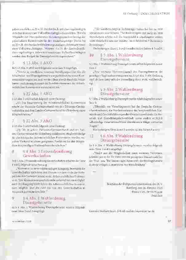 Vorschauseite 2: Änderungen der AK-Ordnung des DCV