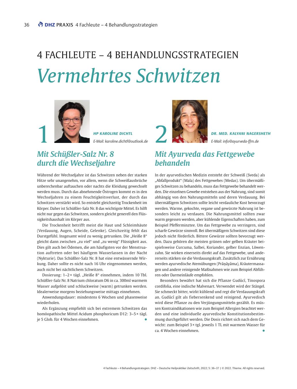 Vorschauseite 1: Vermehrtes Schwitzen
