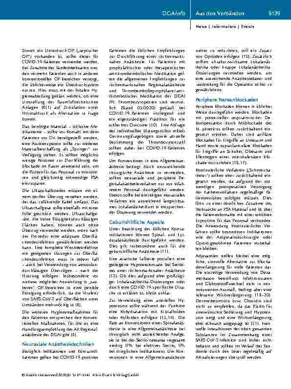 Vorschauseite 3: Regionalanästhesie in der COVID-19-Pandemiesituation: Ad-hoc-Empfehlung eines Expertengremiums