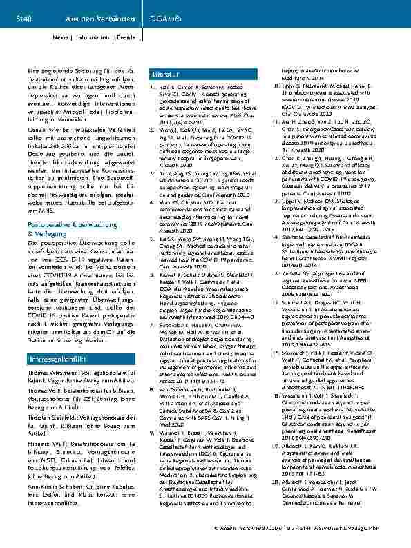 Vorschauseite 4: Regionalanästhesie in der COVID-19-Pandemiesituation: Ad-hoc-Empfehlung eines Expertengremiums
