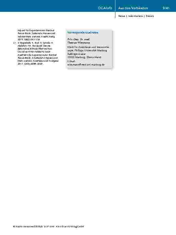 Vorschauseite 5: Regionalanästhesie in der COVID-19-Pandemiesituation: Ad-hoc-Empfehlung eines Expertengremiums