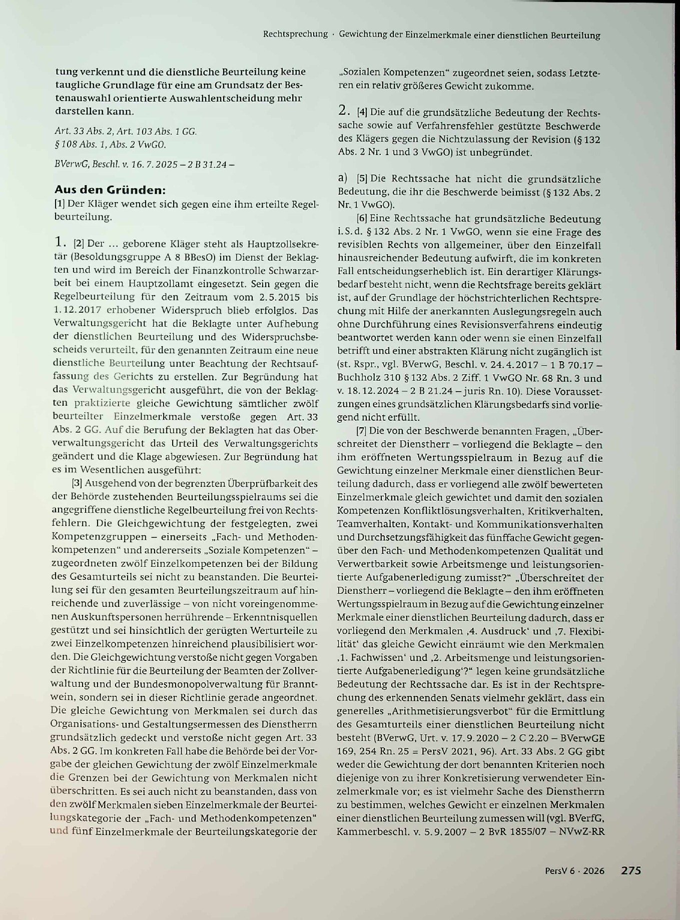 Vorschauseite 2: Gewichtung der Einzelmerkmale einer dienstlichen Beurteilung