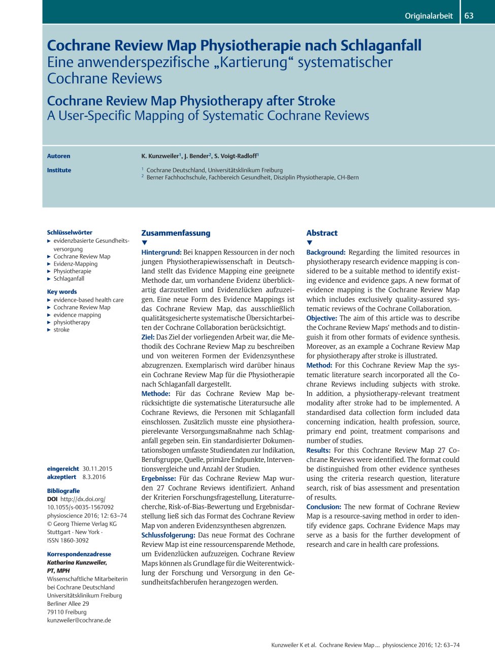 Vorschauseite 1: Cochrane Review Map Physiotherapie nach Schlaganfall