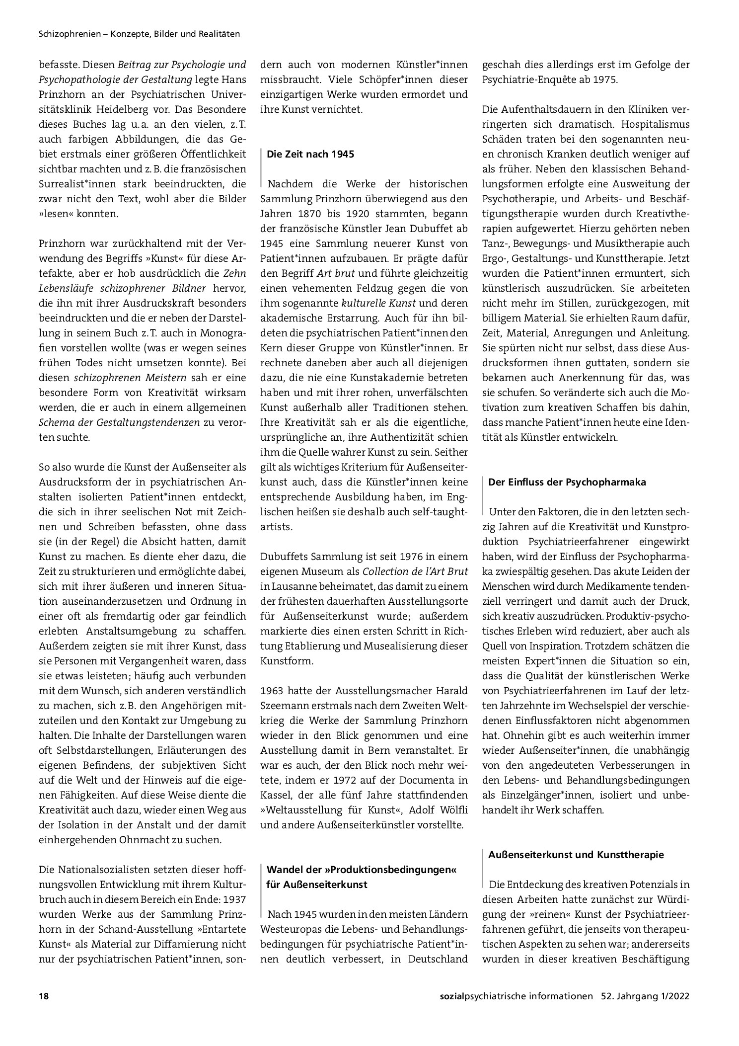 Vorschauseite 2: Von den Bildnereien schizophrener Meister zur Kunst Psychiatrieerfahrener