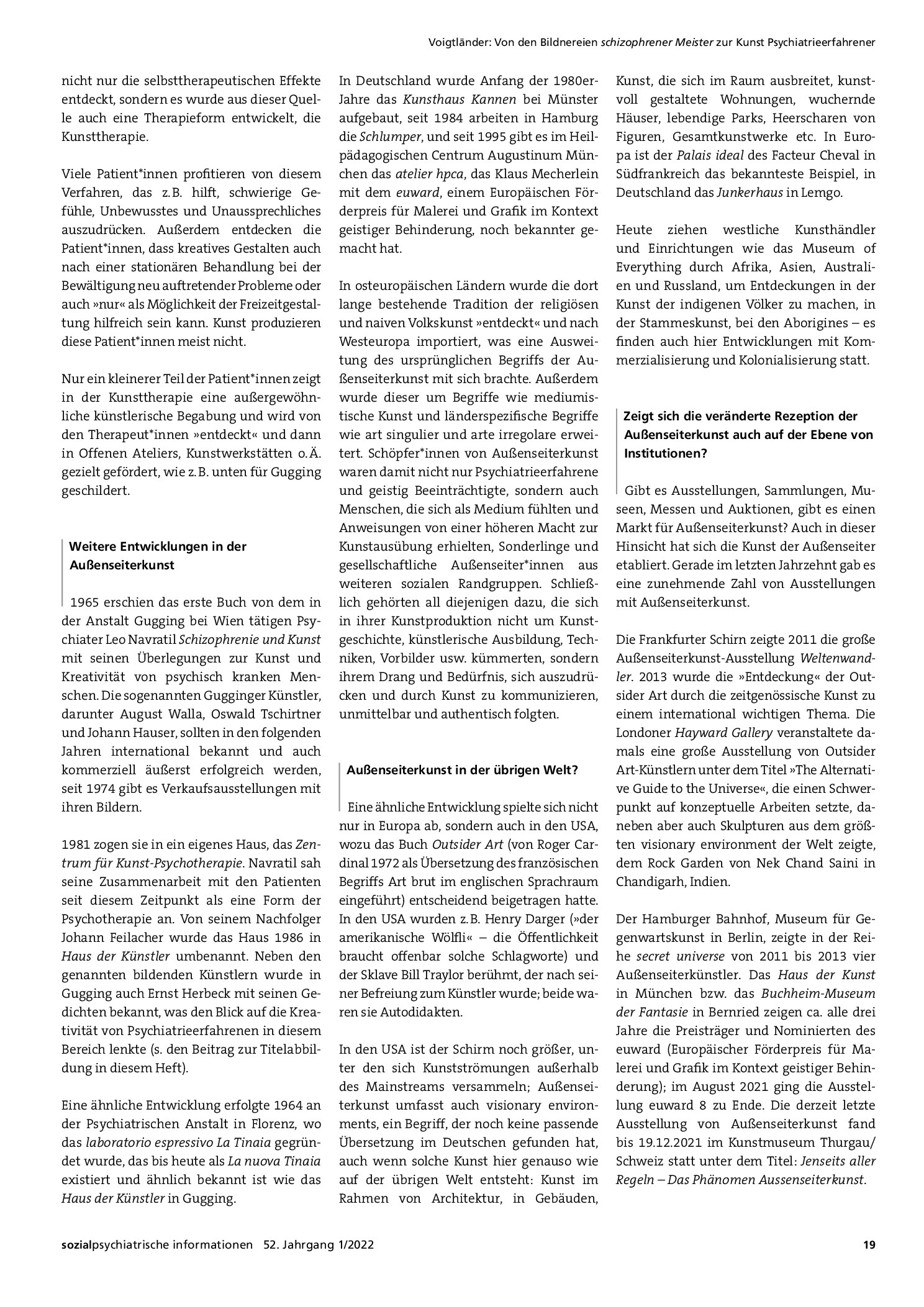 Vorschauseite 3: Von den Bildnereien schizophrener Meister zur Kunst Psychiatrieerfahrener