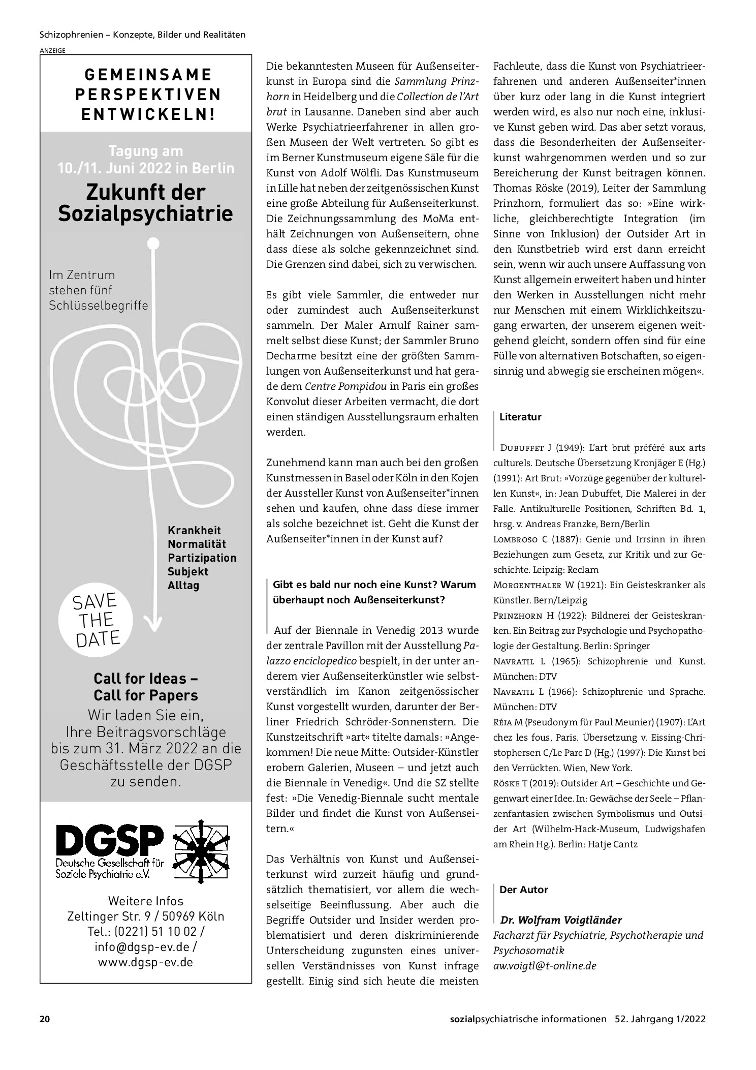Vorschauseite 4: Von den Bildnereien schizophrener Meister zur Kunst Psychiatrieerfahrener