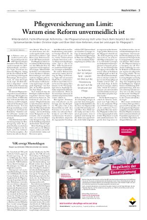 Vorschauseite 1: Pflegeversicherung am Limit: Warum eine Reform unvermeidlich ist