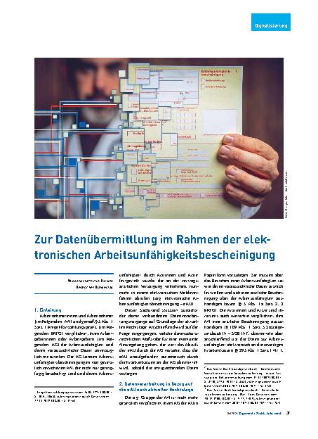 Vorschauseite 1: Zur Datenübermittlung im Rahmen der elektronischen Arbeitsunfähigkeitsbescheinigung