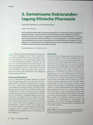 Vorschauseite 1: 3. Gemeinsame Doktorandentagung Klinische Pharmazie Zwischen Weißwurst und Wissenschaft