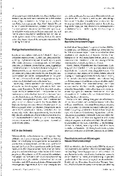 Vorschauseite 2: Kontakt statt Isolation: Das „High and Intensive Care“-Modell in der Schweizer Akutpsychiatrie