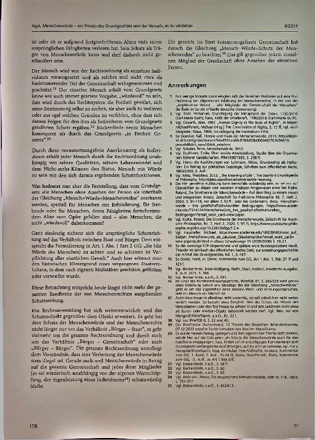 Vorschauseite 4: Menschenwürde - ein Prinzip des Grundgesetzes und der Versuch, es zu verstehen oder: Wie kommt der Mensch (mit Behinderung) zur Menschenwürde?