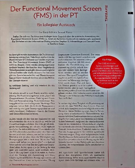 Vorschauseite 2: Der Functional Movement Screen (FMS) in der PT - Ein kollegialer Austausch