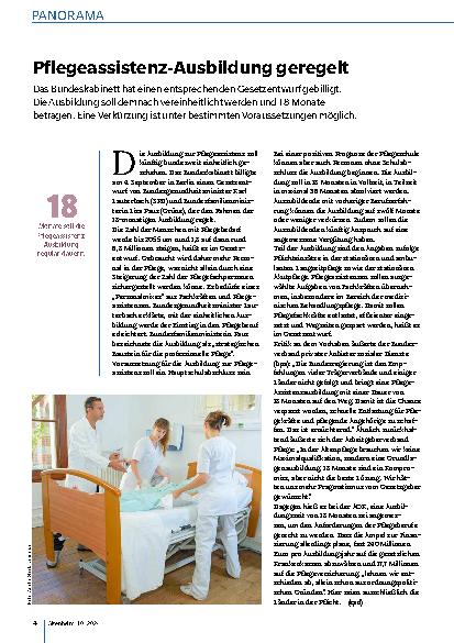 Vorschauseite 1: Pflegeassistenz-Ausbildung geregelt