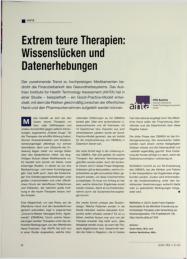 Vorschauseite 1: Extrem teure Therapien: Wissenslücken und Datenerhebungen