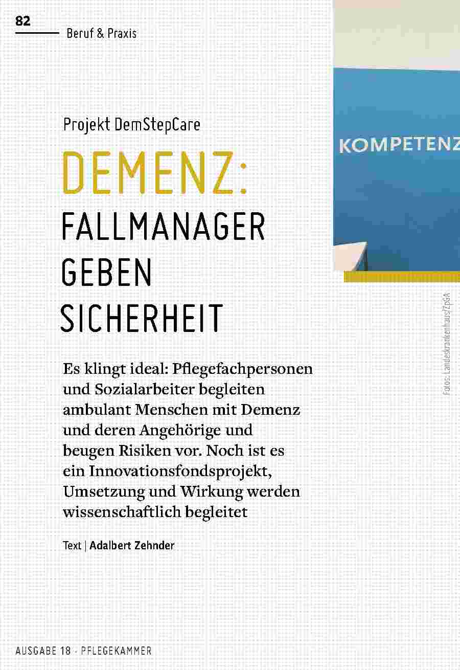 Vorschauseite 1: Projekt DemStepCare - DEMENZ: FALLMANAGER GEBEN SICHERHEIT