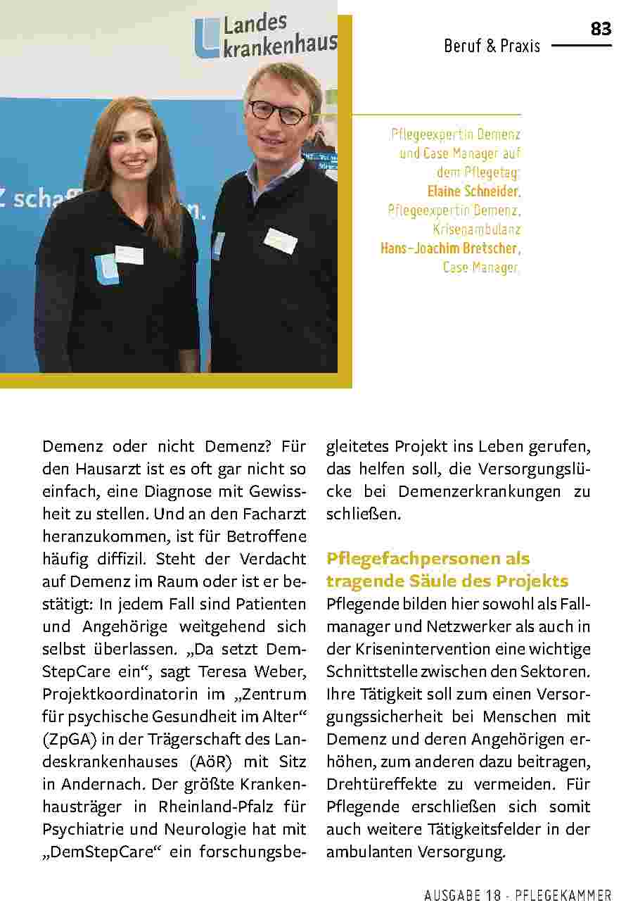 Vorschauseite 2: Projekt DemStepCare - DEMENZ: FALLMANAGER GEBEN SICHERHEIT