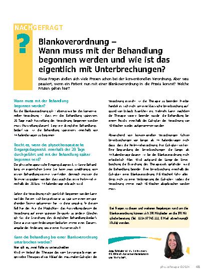 Vorschauseite 1: Blancoverordnung – Wann muss mit der Behandlung begonnen werden und wie ist das eigentlich mit Unterbrechungen?