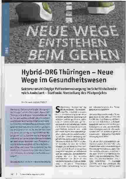 Vorschauseite 1: Hybrid-DRG Thüringen - Neue Wege im Gesundheitswesen. Sektorenunabhängige Patientenversorgung im Schnittstellenbereich Ambulant - Stationär. Vorstellung des Pilotprojekts.