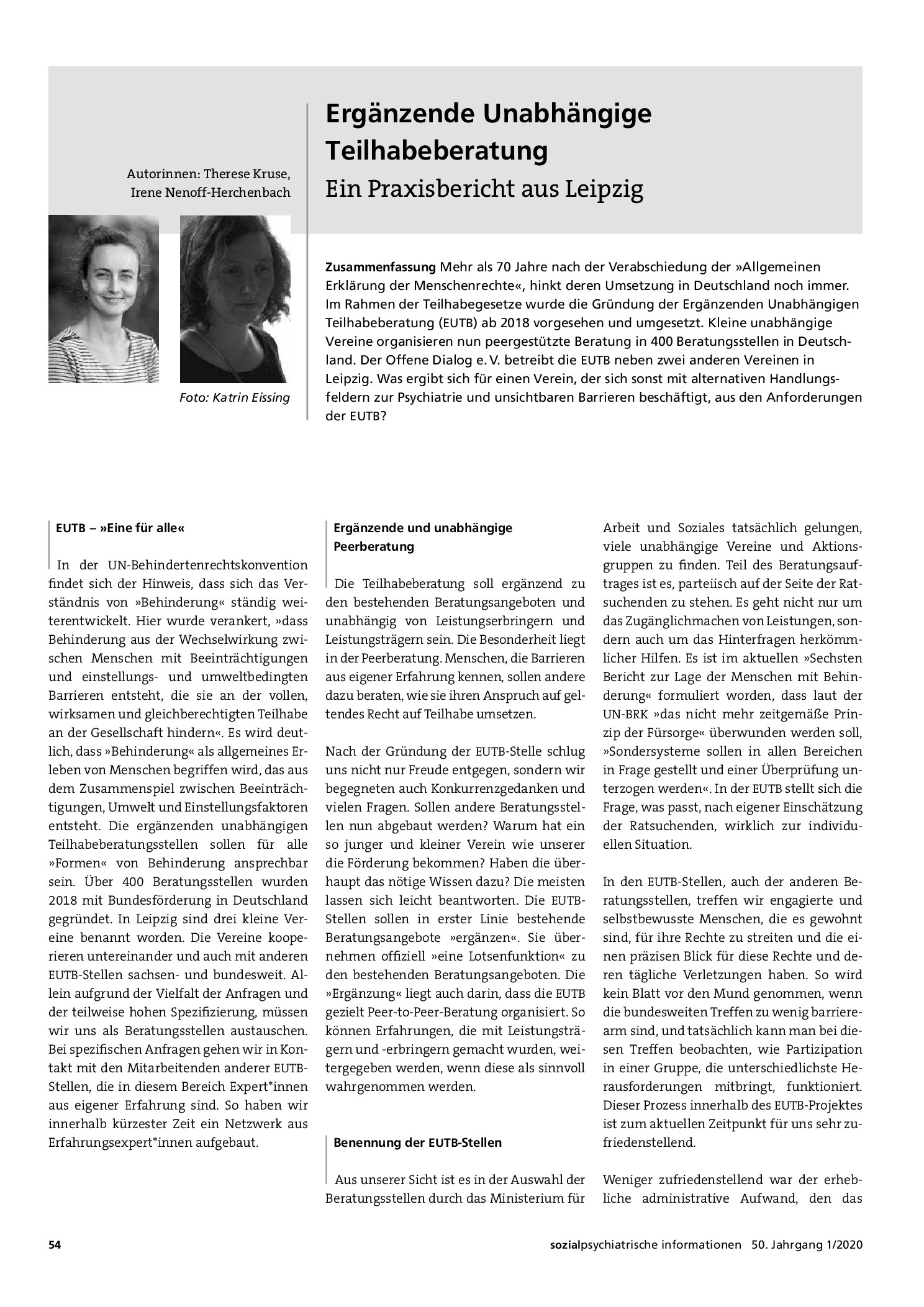 Vorschauseite 1: Ergänzende unabhängige Teilhabeberatung