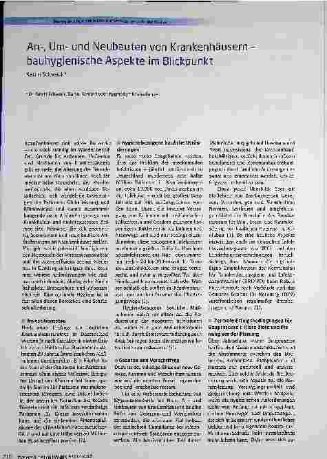 Vorschauseite 1: An-, Umund Neubauten von Krankenhäusern - bauhygienische Aspekte im Blickpunkt