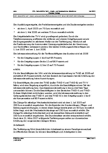 Vorschauseite 2: Einigung in der Tarifrunde für den öffentlichen Dienst von Bund und Kommunen 2025