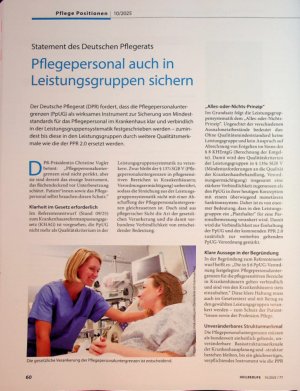 Vorschauseite 1: Pflegepersonal auch in Leistungsgruppen sichern