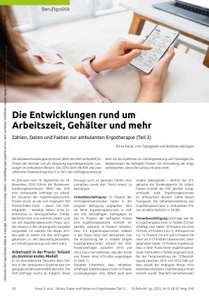Vorschauseite 1: Die Entwicklungen rund um Arbeitszeit, Gehälter und mehr Zahlen, Daten und Fakten zur ambulanten Ergotherapie (Teil 2)