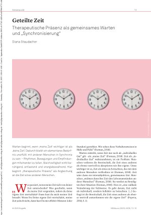 Vorschauseite 1: Geteilte Zeit Therapeutische Präsenz als gemeinsames Warten und „Synchronisierung“