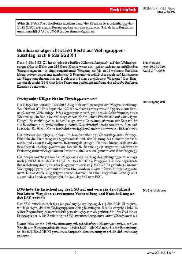 Vorschauseite 3: TOP-Aktuell: Verwirrung um Nachweis der Beratungseinsätze nach § 37 Abs. 3 SGB XI für die Zeit ab 01. 10. 2020 beendet!