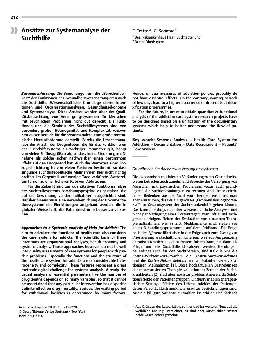 Vorschauseite 1: Ansätze zur Systemanalyse der Suchthilfe