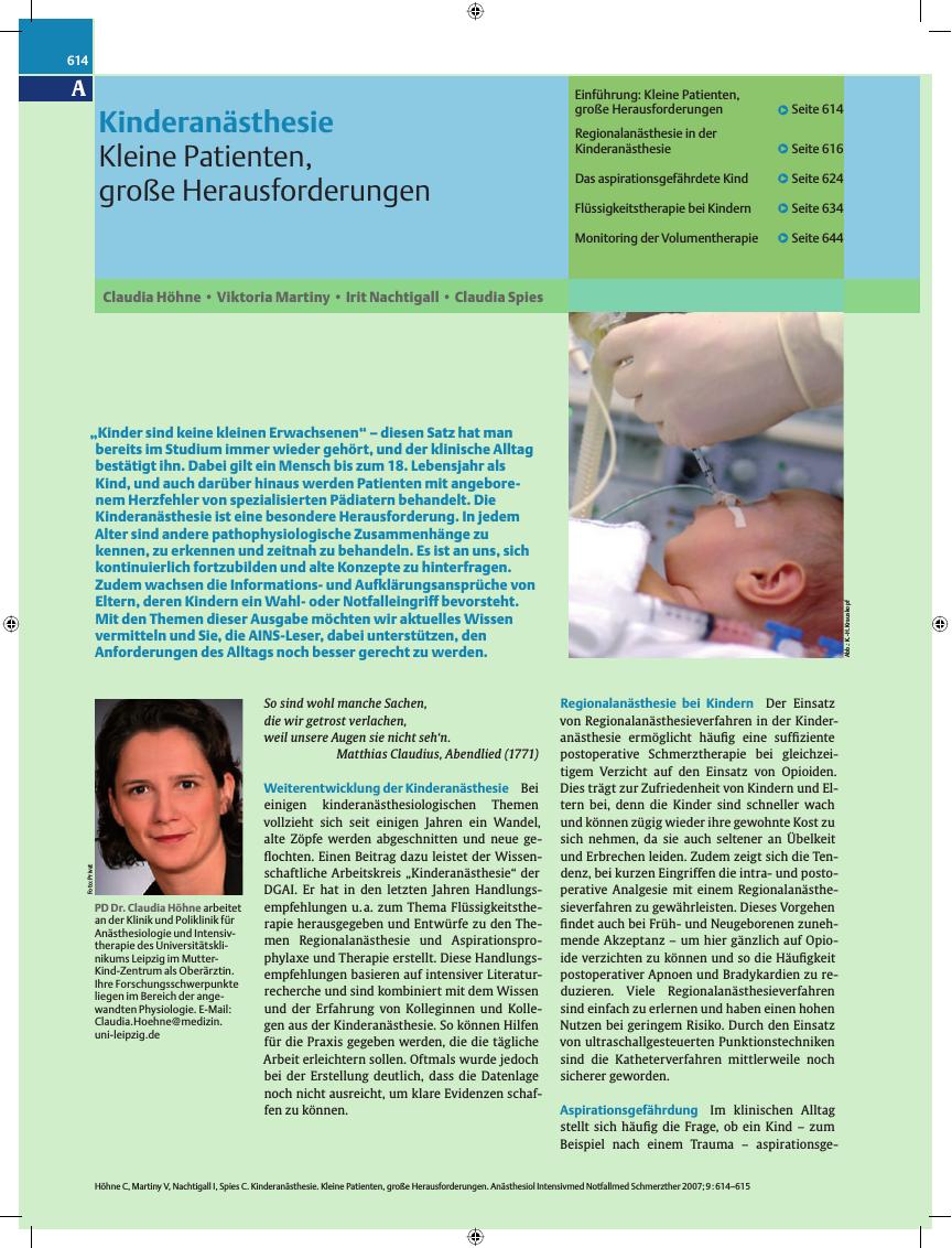 Vorschauseite 1: Kleine Patienten, große Herausforderungen
