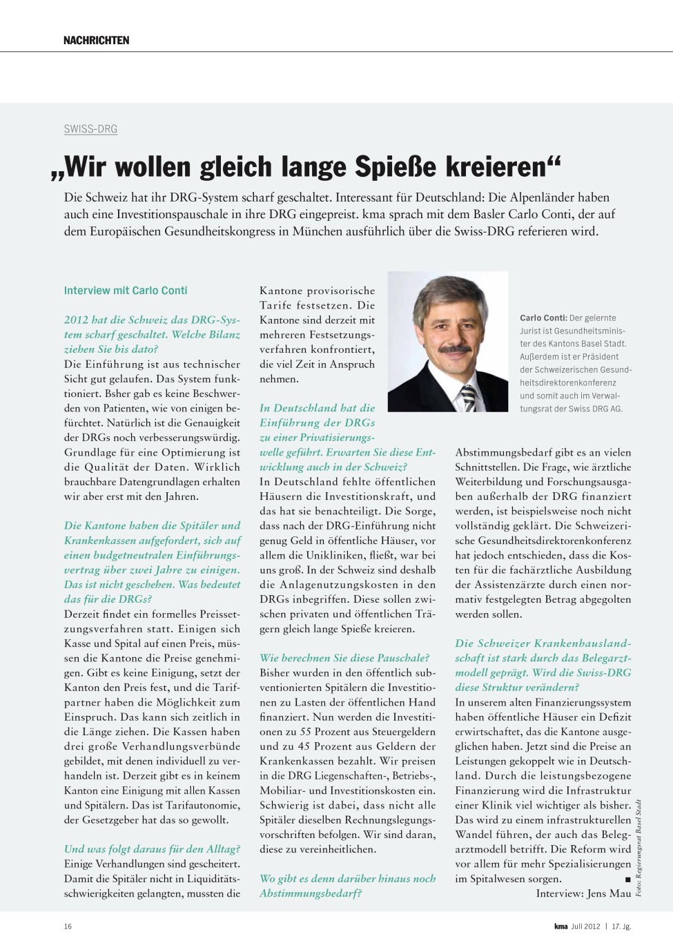 Vorschauseite 1: „Wir wollen gleich lange Spieße kreieren“