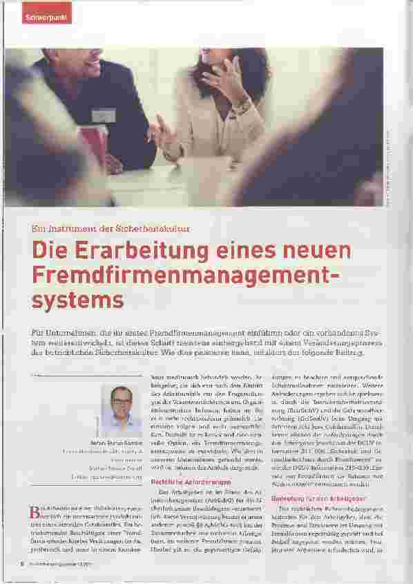 Vorschauseite 1: Die Erarbeitung eines neuen Fremdfirmenmanagementsystems