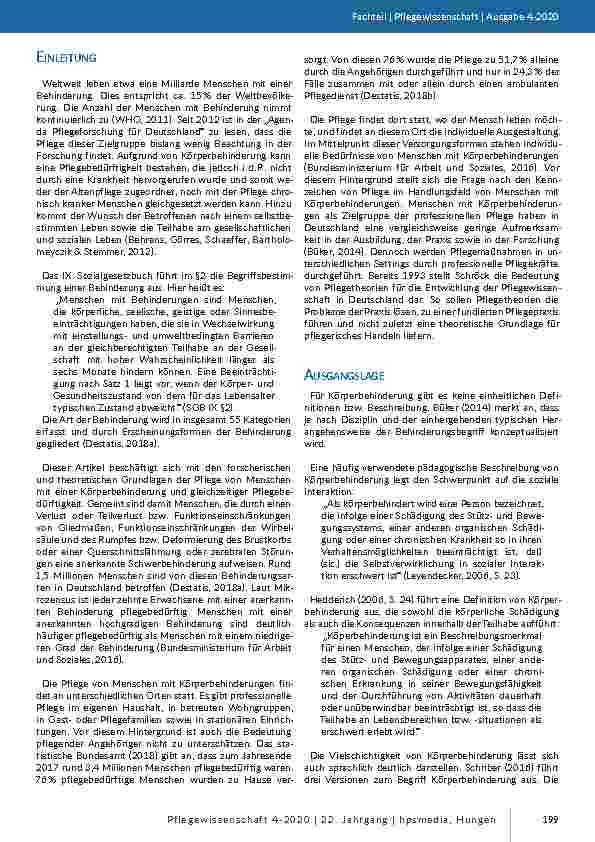Vorschauseite 2: Konzepte, Theorien und Modelle zur pflegerischen Versorgung erwachsener Menschen mit Körperbehinderungen in der Häuslichkeit