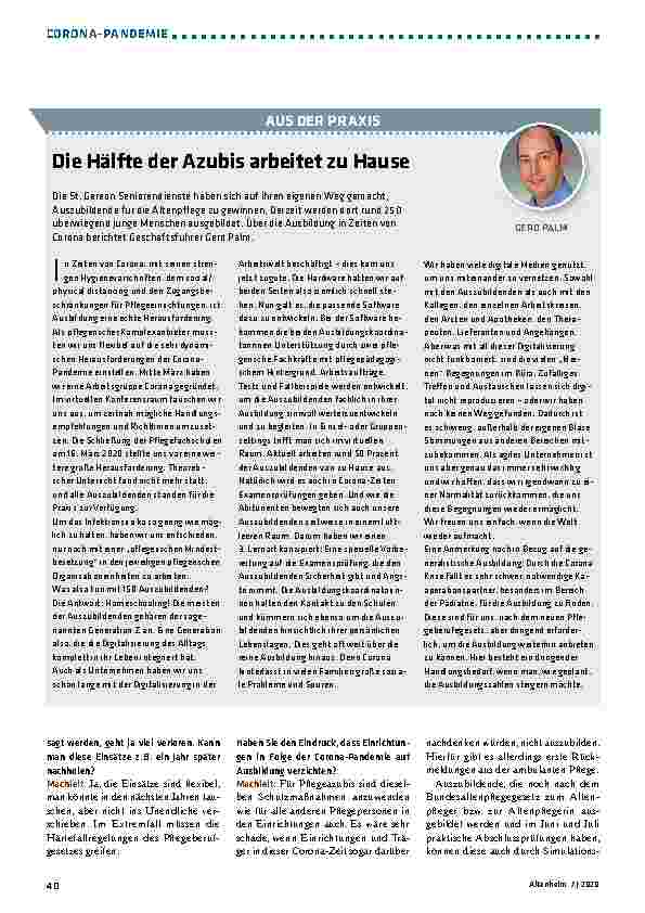 Vorschauseite 1: Die Hälfte der Azubis arbeitet zu Hause.