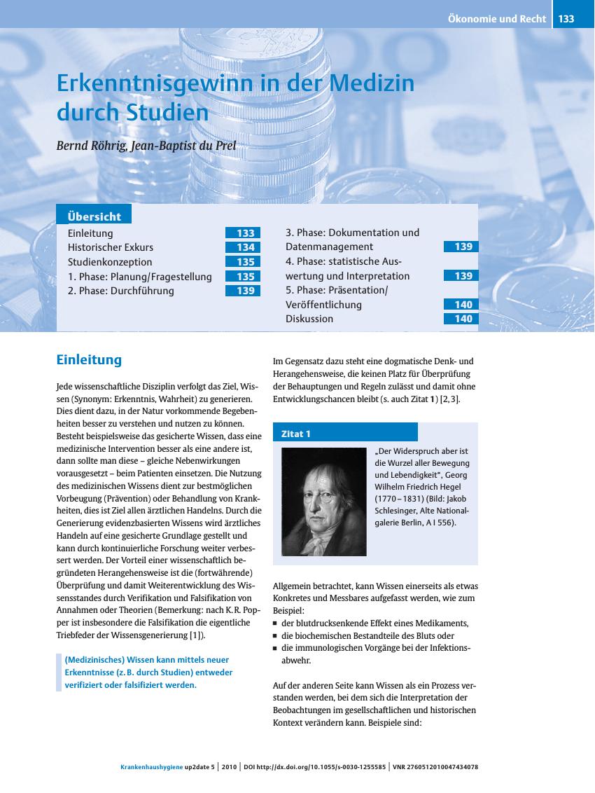 Vorschauseite 1: Erkenntnisgewinn in der Medizin durch Studien