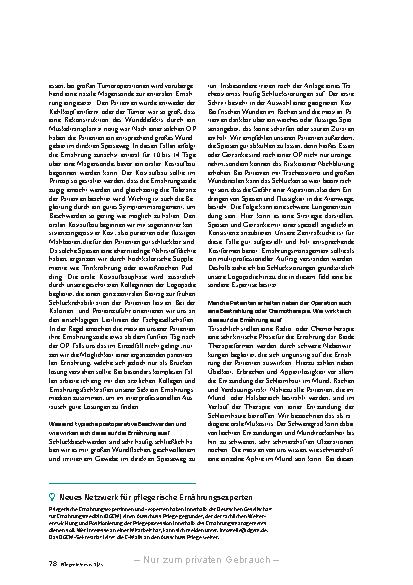 Vorschauseite 3: Ziel ist ein bestmöglicher Ernährungszustand in der Onkologischen Pflege.