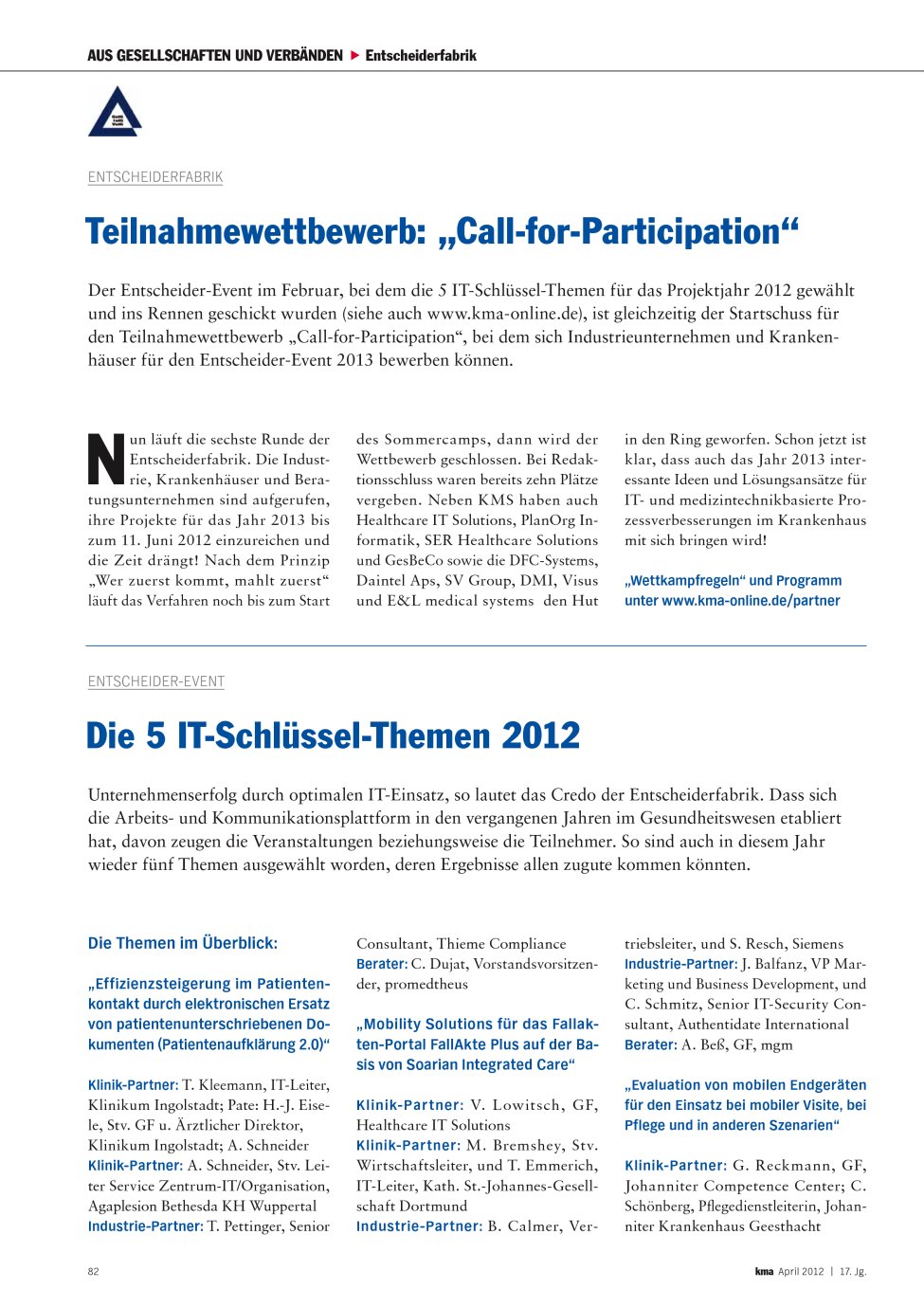Vorschauseite 1: Die 5 IT-Schlüssel-Themen 2012