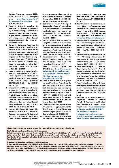 Vorschauseite 3: Stellungnahme der Desinfektionsmittel-Kommission zur Verkürzung der Einwirkzeit der hygienischen Händedesinfektion auf 15 Sekunden.