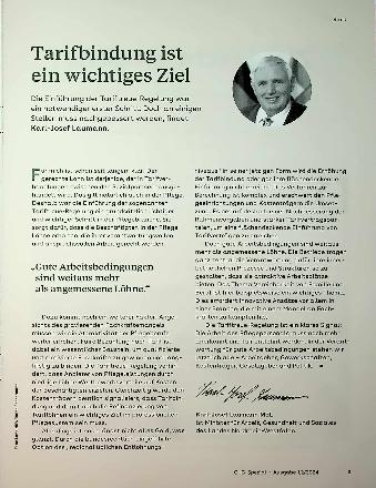 Vorschauseite 1: Tarifbindung ist ein wichtiges Ziel.