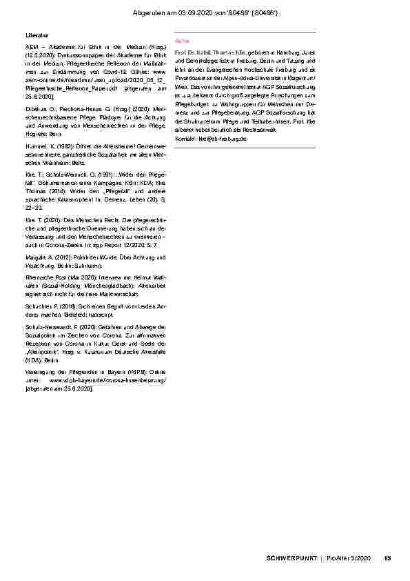 Vorschauseite 4: Menschenrechte in der Pflege in Zeiten der Corona-Pandemie