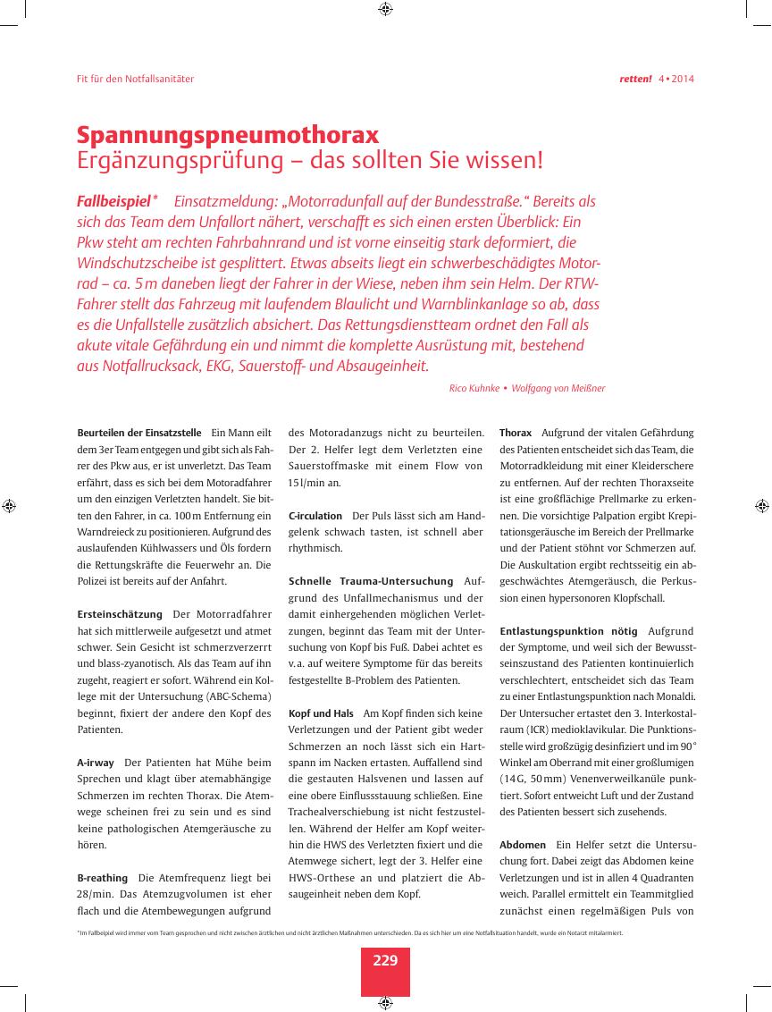 Vorschauseite 1: Spannungspneumothorax ? Ergänzungsprüfung ? das sollten Sie wissen!