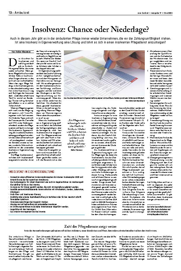 Vorschauseite 1: Insolvenz: Chance oder Niederlage?