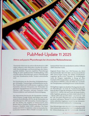 Vorschauseite 1: PubMed-Update 11 2025 Aktive und passive Physiotherapie bei chronischen Rückenschmerzen