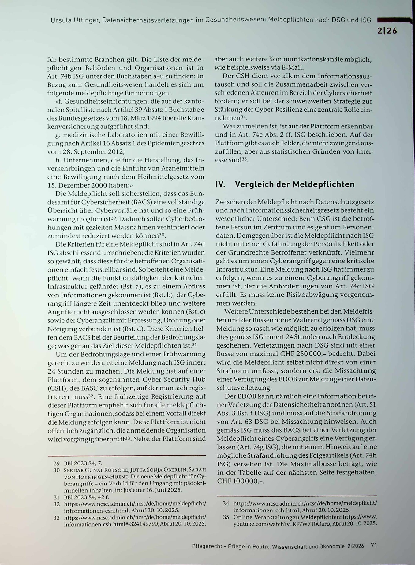 Vorschauseite 5: Datensicherheitsverletzungen im Gesundheitswesen: Meldepflichten nach DSG und ISG